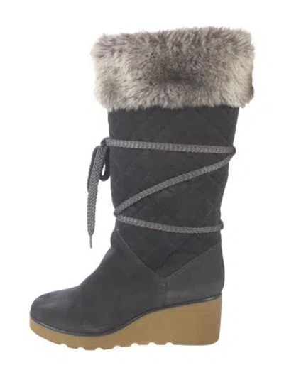 Pre-owned Marc Jacobs Suede Faux Fur Trim Snow Boots In Blue