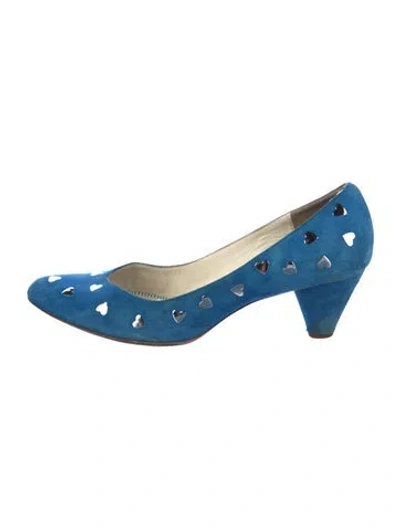 Pre-owned Marc Jacobs Suede Floral Print Pumps In Blue