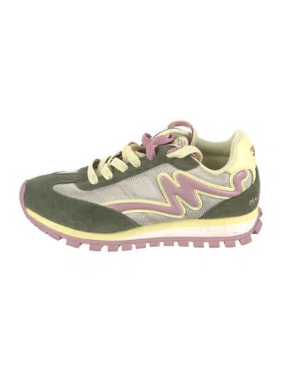 Pre-owned Marc Jacobs Suede Graphic Print Athletic Sneakers In Green