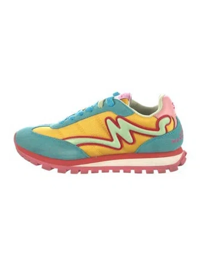 Pre-owned Marc Jacobs Suede Graphic Print Athletic Sneakers In Yellow