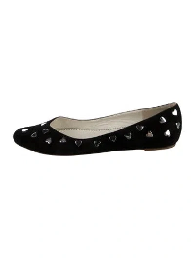 Pre-owned Marc Jacobs Suede Graphic Print Ballet Flats In Black