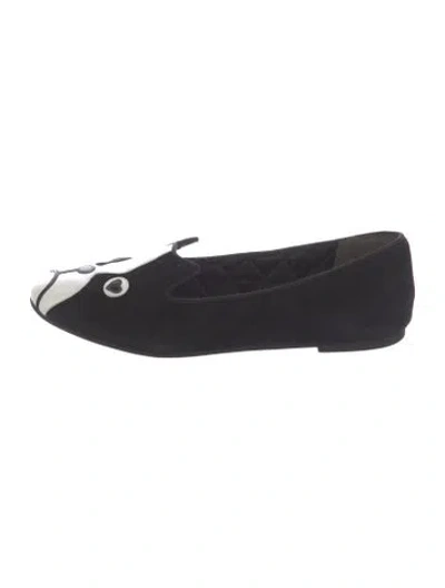Pre-owned Marc Jacobs Suede Graphic Print Loafers In Black