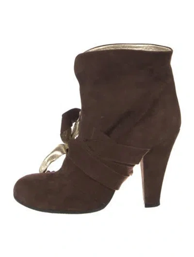 Pre-owned Marc Jacobs Suede Lace-up Boots In Brown