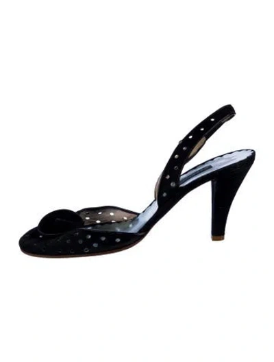 Pre-owned Marc Jacobs Suede Lasercut Accents Slingback Pumps In Black