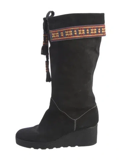 Pre-owned Marc Jacobs Suede Patterned Boots In Black