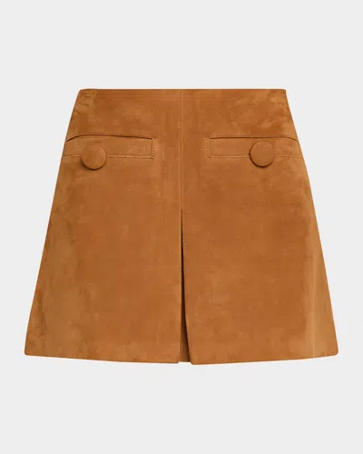 Marc Jacobs Suede Pleat Mini Skirt In Brown