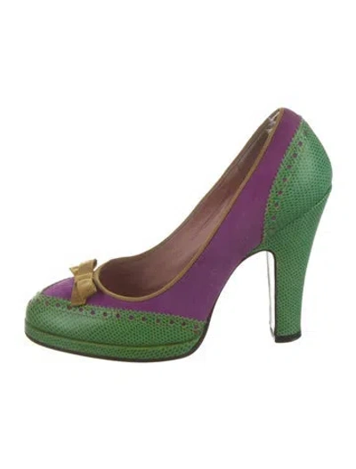 Pre-owned Marc Jacobs Suede Printed Pumps In Green