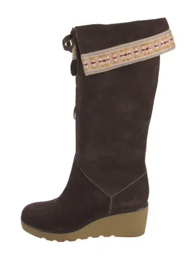 Pre-owned Marc Jacobs Suede Printed Rain Boots In Brown