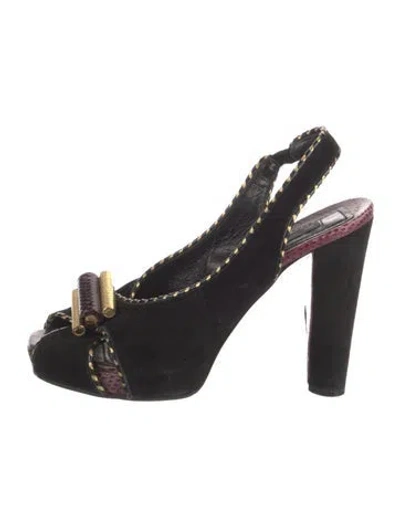 Pre-owned Marc Jacobs Suede Slingback Pumps In Black