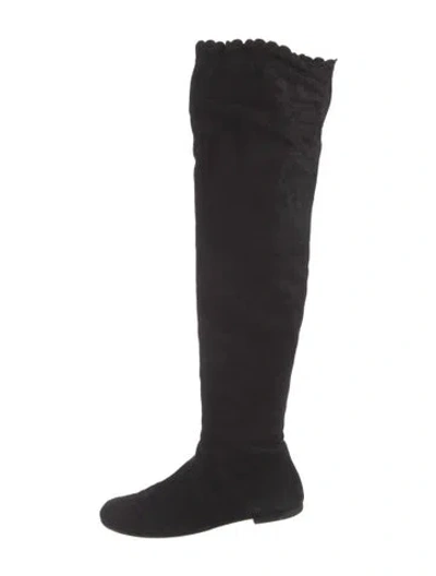 Pre-owned Marc Jacobs Suede Slouch Boots In Black