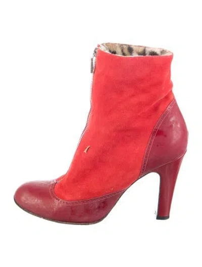 Pre-owned Marc Jacobs Suede Sock Boots In Red