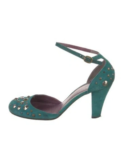 Pre-owned Marc Jacobs Suede Studded Accents Pumps In Green