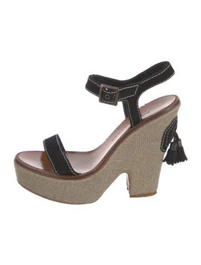 Pre-owned Marc Jacobs Suede Tassel Accents Sandals In Black