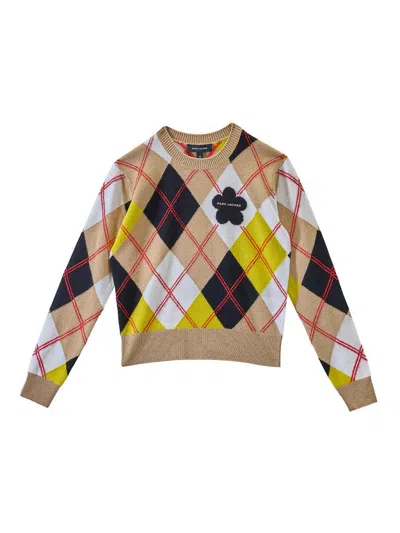 Marc Jacobs Preppy Daisy Argyle Crewneck In Multi