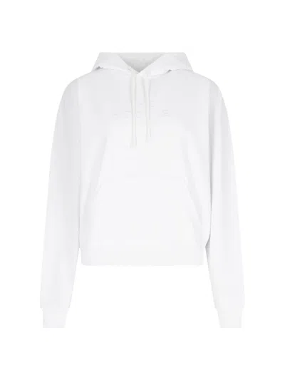 Marc Jacobs Embroidered Logo Hooded Sweatshirt In White
