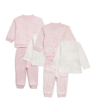 Marc Jacobs Cotton T-shirt, Cardigan And Sweatpants Set (3-18 Months) In Pink