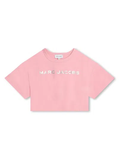 Marc Jacobs Kids' Cropped-t-shirt Mit Logo-print In Pink