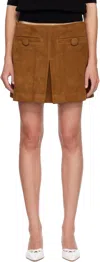 Marc Jacobs Tan Box Pleat Suede Miniskirt In Brown