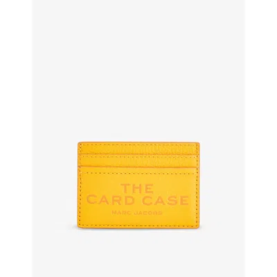 Marc Jacobs Tangerine Logo-text Embossed Leather Cardholder In Yellow