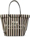 MARC JACOBS TAUPE & BLACK 'THE STRIPED JACQUARD BEACH' TOTE