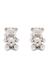 Marc Jacobs Teddy Bear Stud Earrings In Silver