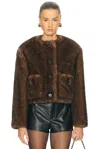 Marc Jacobs Patch-pocket Faux-fur Jacket In Brown