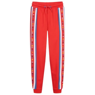Marc Jacobs Teen Boys Logo Tape Joggers In Red