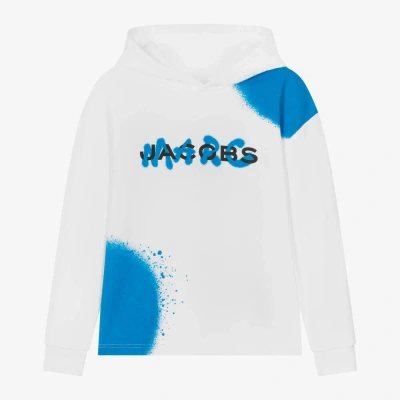 Marc Jacobs Teen Boys White Cotton Spray Paint Hoodie