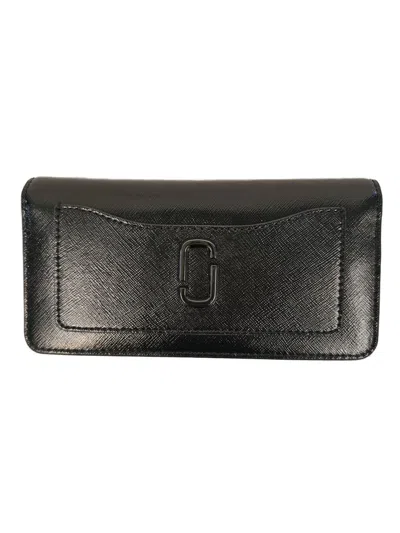 Marc Jacobs Textured Black Wallet With Flap Closure In Gray