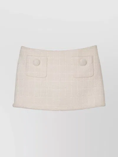 Marc Jacobs Textured Fabric Mini Skirt With Button Detail In White