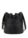Marc Jacobs Textured Leather Bucket Bag With Drawstring Closure In Black