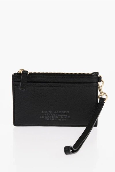 Marc Jacobs Textured Leather Card Holder With Zip In Black