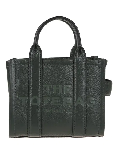 Marc Jacobs Compact Leather Tote With Embossed Signature Detail In Green