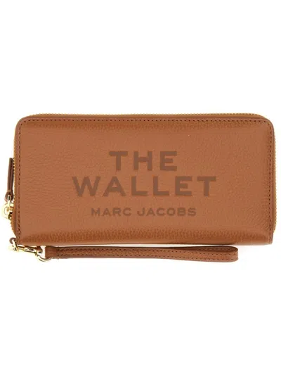 Marc Jacobs Textured Leather Zip-around Continental Portfolio In Brown