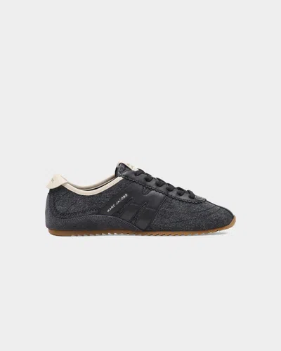 Marc Jacobs The 400 Bleecker Denim And Leather Low-top Sneakers In Asphalt Wash