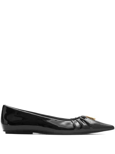 Marc Jacobs 10mm The Pointy Toe Leather Ballerinas In Black