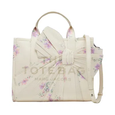 Pre-owned Marc Jacobs The Antique Floral Oversized Bow Canvas Medium Tote Bag 'cream/multicolor' | Women's Siz