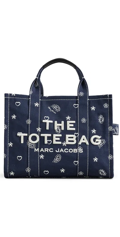 Marc Jacobs The Bandana Canvas Medium Tote Bag Navy Multi