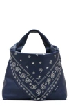 Marc Jacobs The Bandana Print Leather Sack Bag In Blue