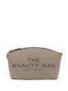 Marc Jacobs The Beauty Bag Grey Clutch Bag With Logo Print On The Front In Leather Woman In Grey