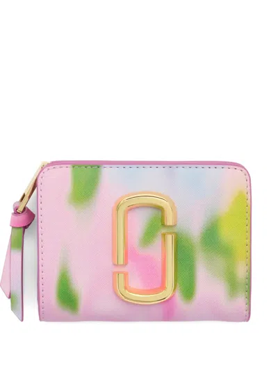 Marc Jacobs The Blurred Floral Snapshot Mini Floral-print Wallet In Pink