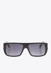 Marc Jacobs Logo-embossed Rectangle-frame Sunglasses In Gray