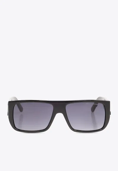 Marc Jacobs Logo-embossed Rectangle-frame Sunglasses In Gray