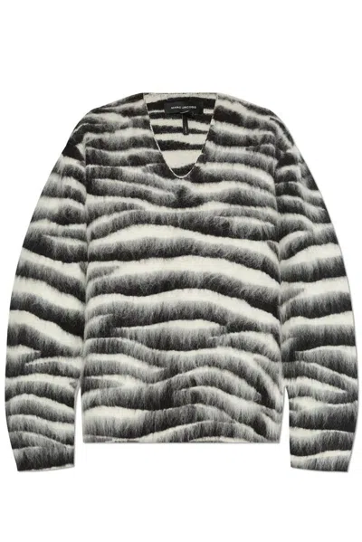 Marc Jacobs Brushed Zebra-intarsia Jumper In Multi