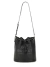 Marc Jacobs 'the Bucket' Black Crossbody Bag With Embossed Logo On The Front In Hammered Leather Woman In Black