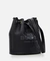 Marc Jacobs 'the Bucket' Black Crossbody Bag With Embossed Logo On The Front In Hammered Leather Woman In Black
