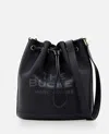 Marc Jacobs 'the Bucket' Black Crossbody Bag With Embossed Logo On The Front In Hammered Leather Woman In Black