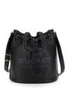 Marc Jacobs 'the Bucket' Black Crossbody Bag With Embossed Logo On The Front In Hammered Leather Woman