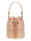 Marc Jacobs 'the Leather Bucket' Mini Pink Handbag With Drawstring And Front Logo In Pink