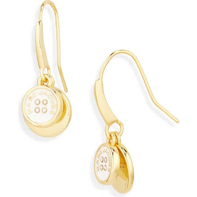 MARC JACOBS MARC JACOBS THE BUTTON CRYSTAL EMBELLISHED DROP EARRINGS